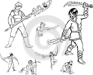 Anime warriors with blades