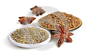 Anise, also called aniseed or Pimpinella anisum with fruits of s