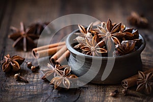 Anise stars and cinnamon sticks