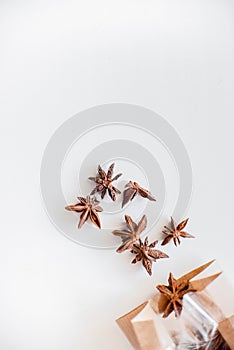 Anise tree seeds on white background