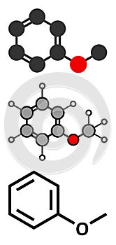 Anisole chemical molecule. Used in fragrances and as chemical precursor
