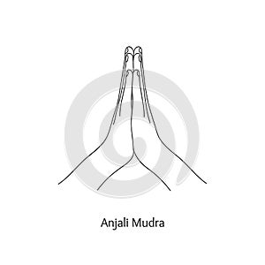 Anjali Mudra / Gesture of Reverence. Vector photo