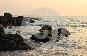 Anjuna Beach Rocks at Sunset