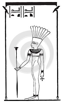 Anka Anoukis. Set of Egiptian labels and elements. Vector set illustration template tattoo.