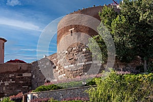 Ankara Castle with cracks in its walls. Its Turkish name is Ankara Kalesi