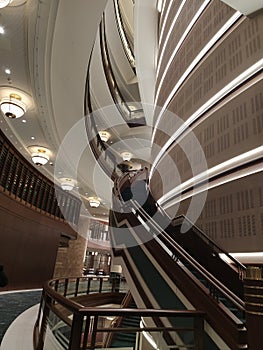 Ankara, Turkey - Feb 20, 2020 : a terraced hallway in a library or hotel