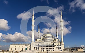 Ankara-Turkey kocatepe mosque landscape view with blue sky and clouds