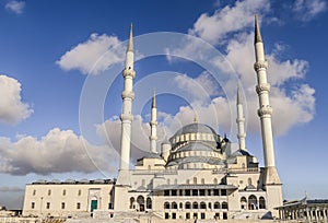 Ankara-Turkey kocatepe mosque lanscape view with blue sky and clouds