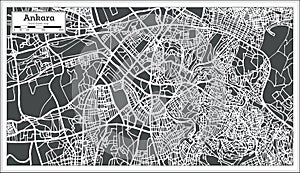 Ankara Turkey Map in Retro Style.