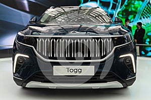 Ankara, Turkey - March 31: TOGG car at Ankara ECO Climate Summit as a green car. Turkey`s Automobile Enterprise Group, or TOGG fo