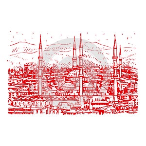 Ankara,Turkey. Mosque. Vector illustration