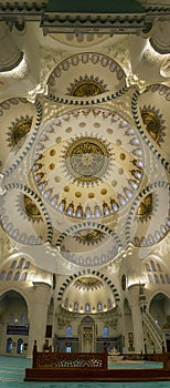 ANKARA, TURKEY - OCTOBER12, 2019: Melike Hatun mosque interior space