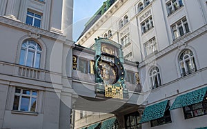 Ankeruhr Anker clock, Famous Astronomical Art Nouveau Clock On Hoher Markt in Vienna Austria, Build By Franz Matsch In 1914