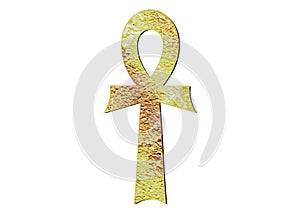 The ankh egyptian cross. Vector illustration. Antique gold ankh egyptian religious symbol. The ancient Egyptians used the Ankh