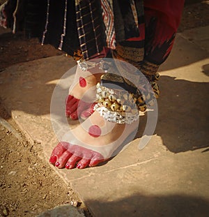 Ankle bells of a Kathak dancer photo
