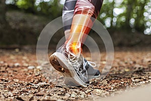 Ankle pain in detail - Sports injuries concept