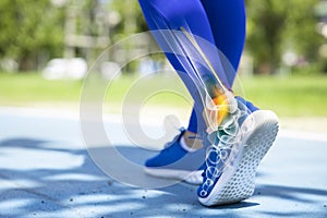 Ankle pain in detail - Sports injuries concept photo