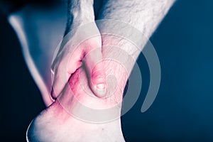 Ankle pain, physical injury painful leg