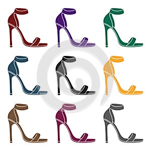 Ankle straps icon in black style isolated on white background. Shoes symbol stock vector illustration.