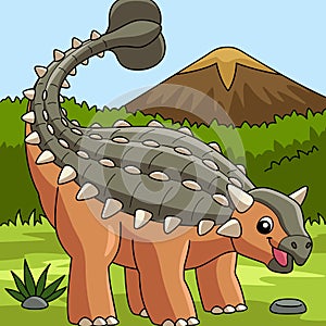 Ankylosaurus Dinosaur Colored Cartoon Illustration photo