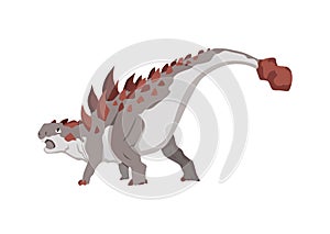 Ankylosaurus dinosaur flat icon. Colored isolated prehistoric reptile monster on white background. Herbivorous vector