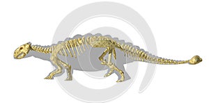 Ankylosaurus dinosaurus silhouette, with full skeleton superimposed. photo