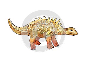 Ankylosaurus. Watercolor illustration of dinosaur.