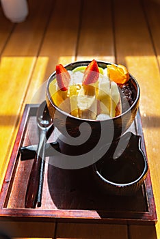 Anmitsu, a Japanese style traditional cold dessert dessert