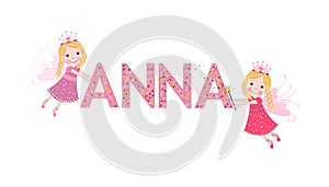 Anna female name with cute fairy