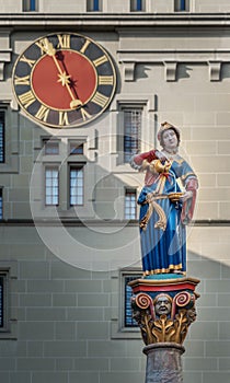 Anna Seiler Fountain - medieval fountain created in 1545 at Bern Old Town - Bern, Switzerland