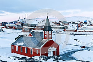 Annaassisitta Oqaluffia, church of our Saviour in Historical center of Nuuk, Greenland