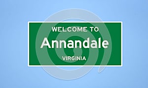 Annandale, Virginia city limit sign. Town sign from the USA.