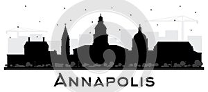 Annapolis Maryland City Skyline Silhouette with Black Buildings Isolated on White