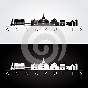 Annapolis, USA skyline and landmarks silhouette photo