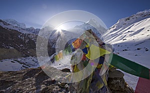 Annapurna base camp with view on machhapuchhre