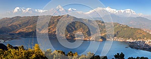 Annapurna himalayan range, Pokhara and Phewa lake photo