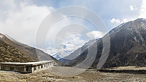 Annapurna III and Gangapurna peaks seen from Yak Kharka village  Annapurna Circuit  Nepal