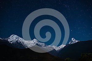 The Annapurna massif at night