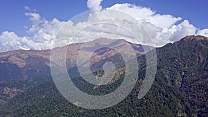 Annapurna Mountain Range in the Himalayas in Nepal. Aerial View