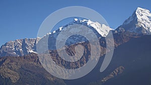 Annapurna Mountain Range in the Himalayas in Nepal. View from Poon Hill