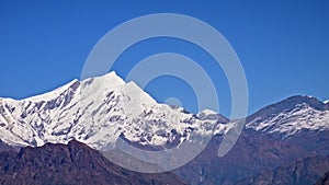 Annapurna Mountain Range in the Himalayas in Nepal. View from Poon Hill