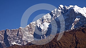 Annapurna Mountain Range in the Himalayas in Nepal. View from Poon Hill