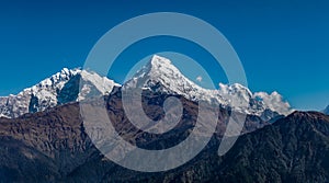 Annapurna Mountain Range in the Himalayas in Nepal. View from Poon Hill