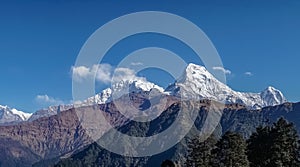 Annapurna Mountain Range in the Himalayas in Nepal. View from Poon Hill