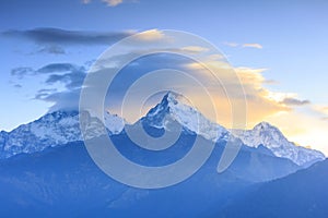 Annapurna mountain range with sunrise view from Poonhill, Nepal