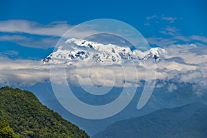 Annapurna Mountain seen from Sarangkot, Pokhara during trekking to Base Camp in Himalayas of Nepal photo