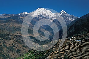 Annapurna South, Annapurna I and Hiunchuli, Nepal