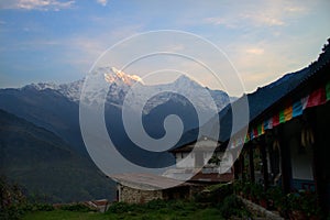 Annapurna South and Hiunchuli at Sunset D