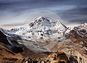 Annapurna South peak in Nepal Himalaya