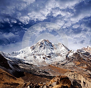 Annapurna South peak in Nepal Himalaya